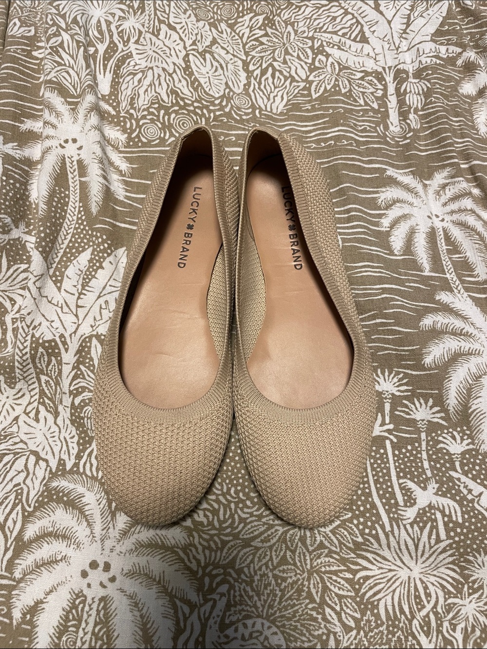 Lucky Brand Taupe Knit Slip-On Ballet Flats